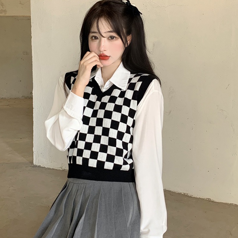 Áo sweater không tay cổ chữ V phong cách trẻ trung thời trang cho nữ