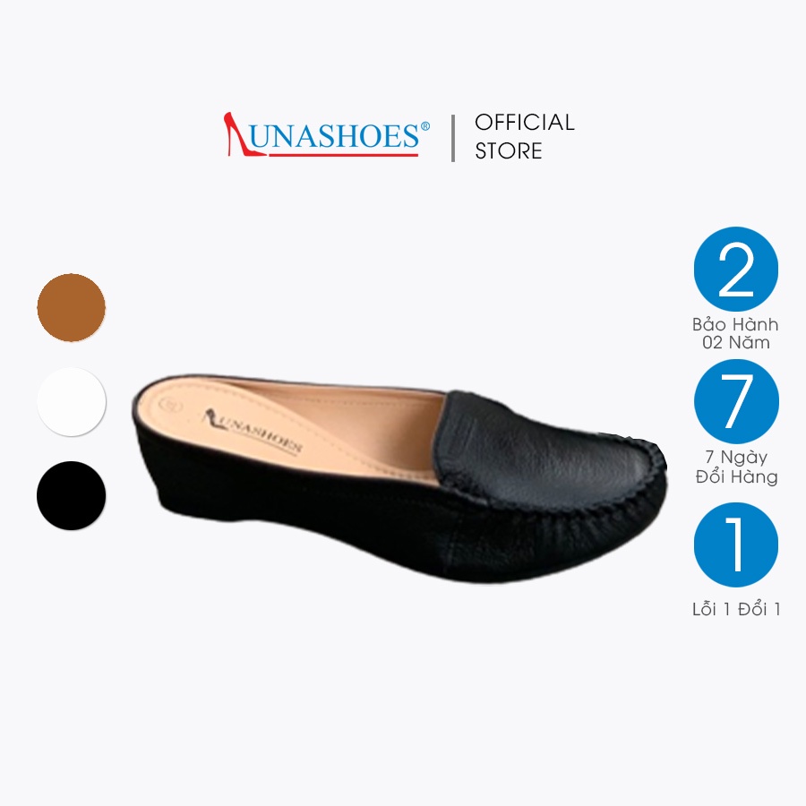 Sục nữ 3p da bò mềm êm chân LUNASHOES 6211 bảo hành 2 năm chống nước giày moca trung niên cho mẹ dễ đi dễ phối đồ