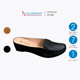 Dép sục nữ 3p da bò mềm êm chân LUNASHOES 32501 bảo hành 2 năm giày trung niên cho mẹ ảnh thật