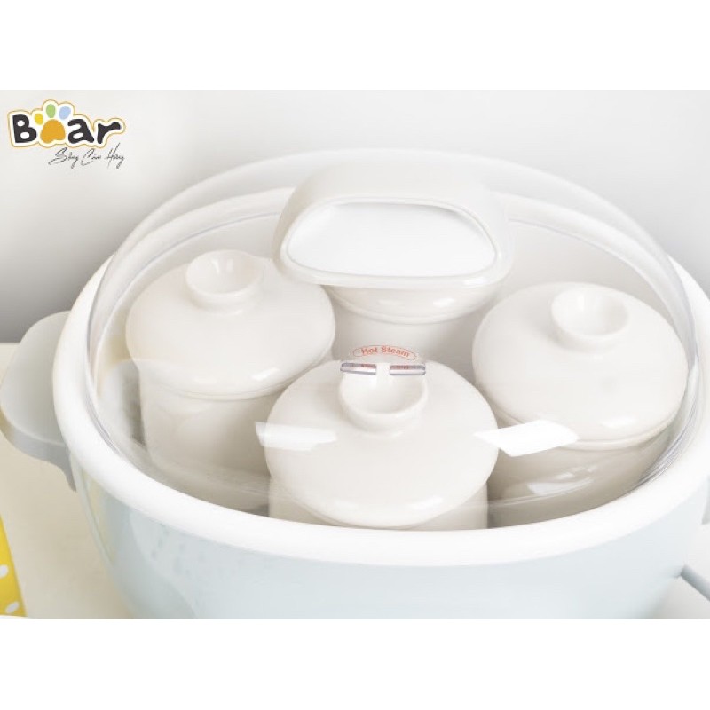 (BẢN QUỐC TẾ) Nồi nấu cháo ninh hầm cách thủy Bear 2,5l kèm 4 thố 0,4l Nấu cháo chưng yến hầm gà dung tích lớn cực tiện