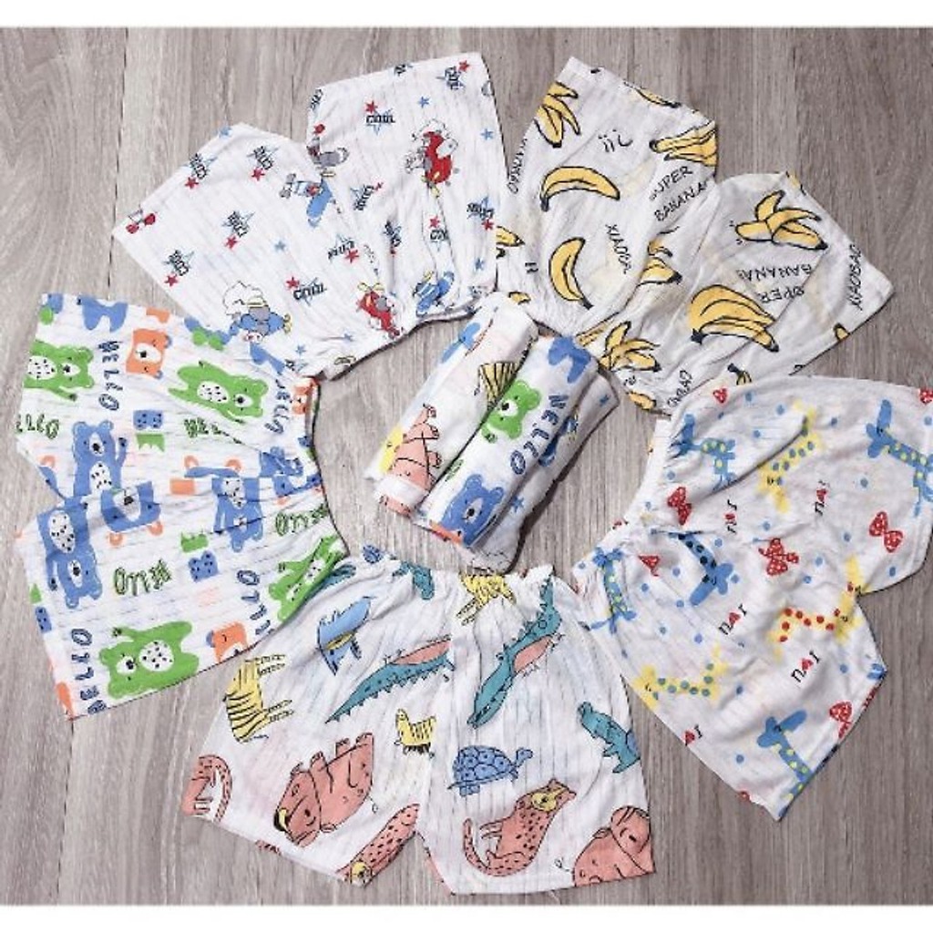 Quần đùi chục cotton giấy cho bé cực đẹp cực mát