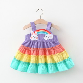 Váy 2 dây cầu vồng nhiều màu mùa hè cho bé gái từ 1 2 3 tuổi MINTSCLOSET Mint's Closet - GV0051