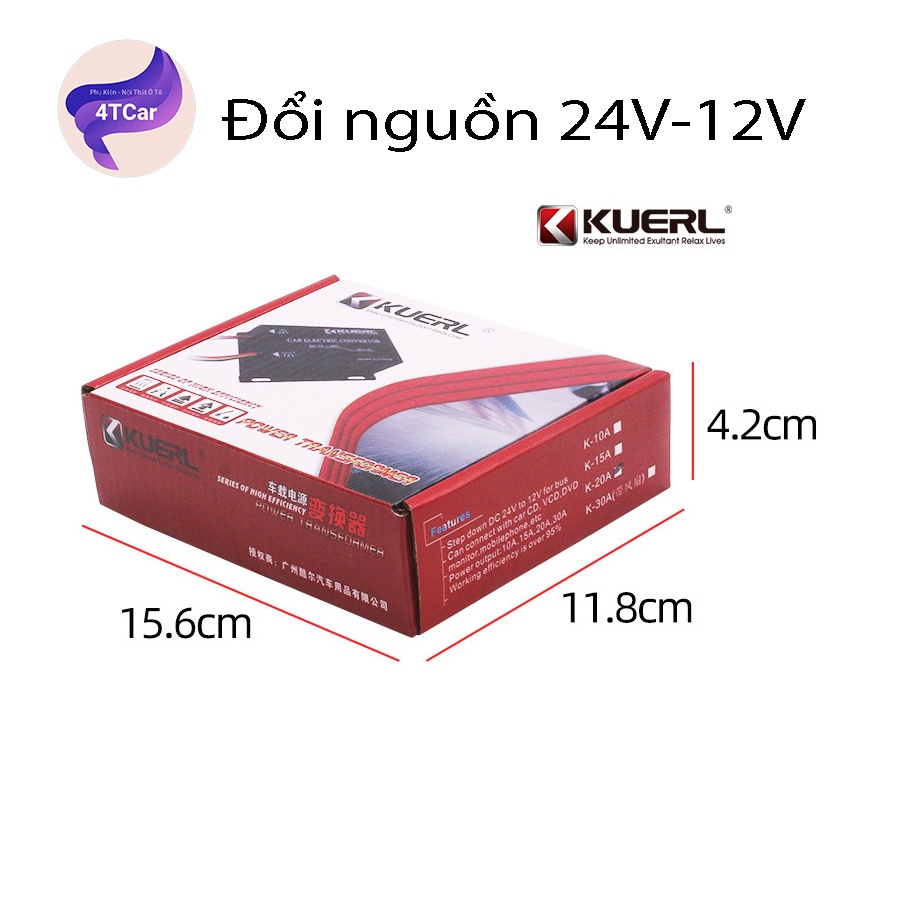 Bộ đổi nguồn xe tải 24V~30V xuống 12V chính hãng KUERL