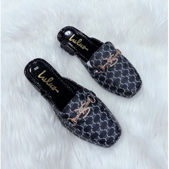 Dép sục nữ cao 3p ghi đen