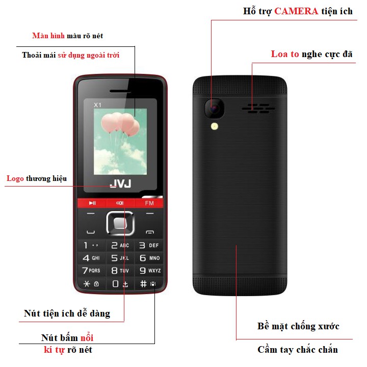 Điện thoại JVJ X1 | 8MB/1.8inch/32GB/1000mAh/ - TẶNG TAI NGHE SUPER BASS CHỐNG ỒN