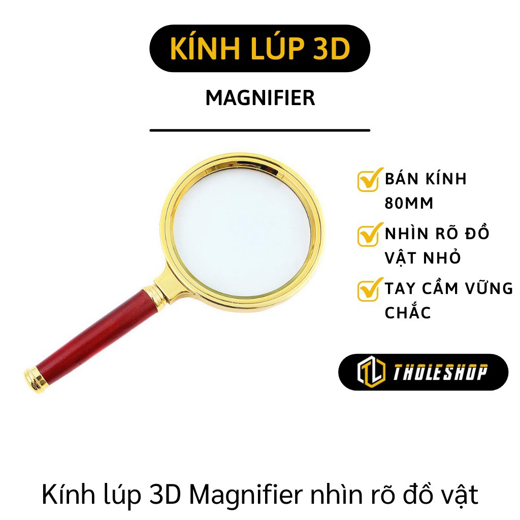 Kính phóng to - Kính Lúp 3D 80mm có tay cầm giúp bạn nhìn rõ những kích thước nhỏ 2639