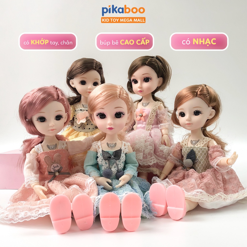 (Summer Sale 50%) Búp bê bé gái cao cấp Pikaboo, mắt 3D, khuôn mặt xinh xắn, chất liệu an toàn (CÒN MÀU TRẮNG)