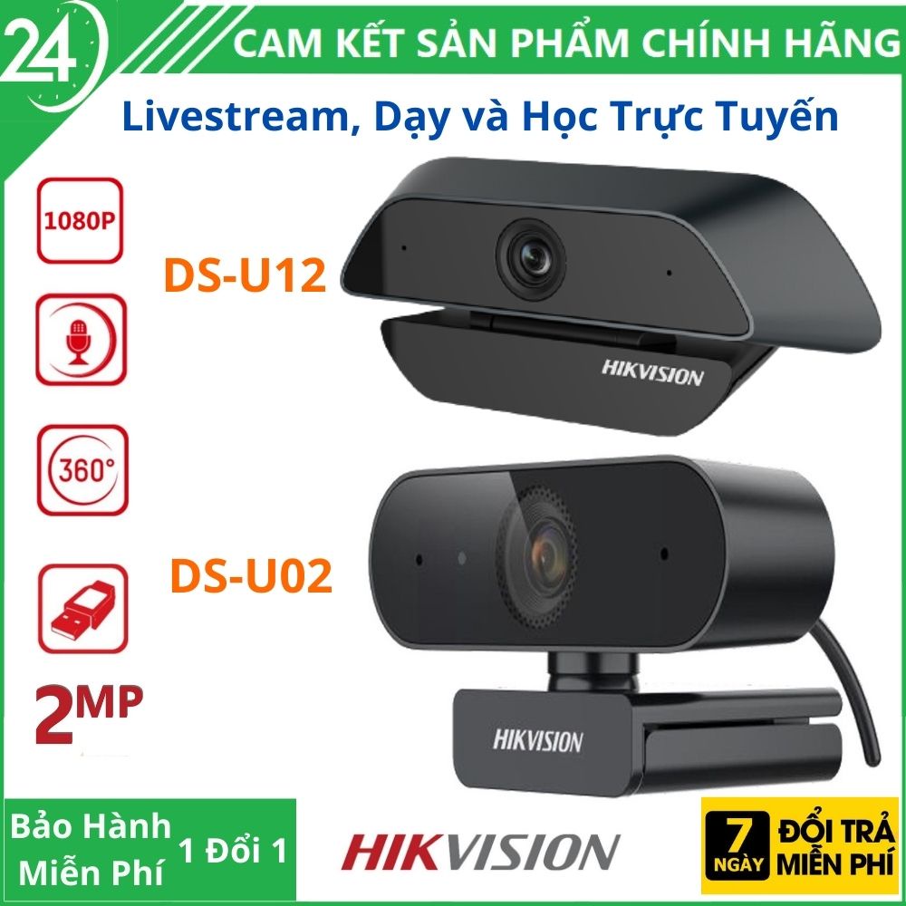 Webcam Livestream Máy Tính HIKVISION DS-U12, DS-U02 chuyên dụng cho việc Học Tập, Giảng dạy, Chống Ồn