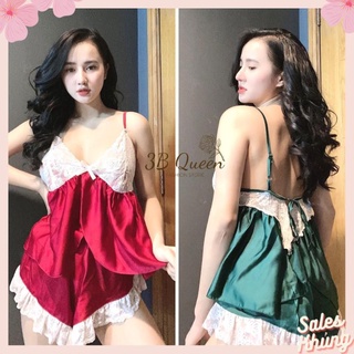 Đồ ngủ lụa🌺FreeShip🌺Set bộ đồ ngủ sexy 2 dây phối ren lai cực xinh,lụa SATIN cao cấp, đồ ngủ freesize dưới 65kg