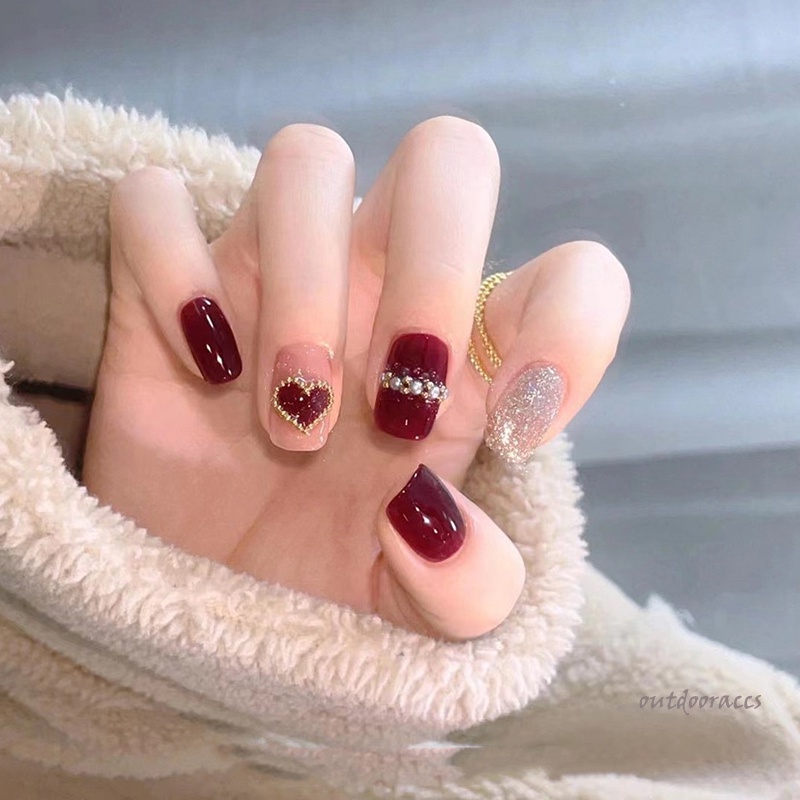 Set 24 Móng Tay Giả Dài Kèm Keo Dán Trang Trí Tiệc