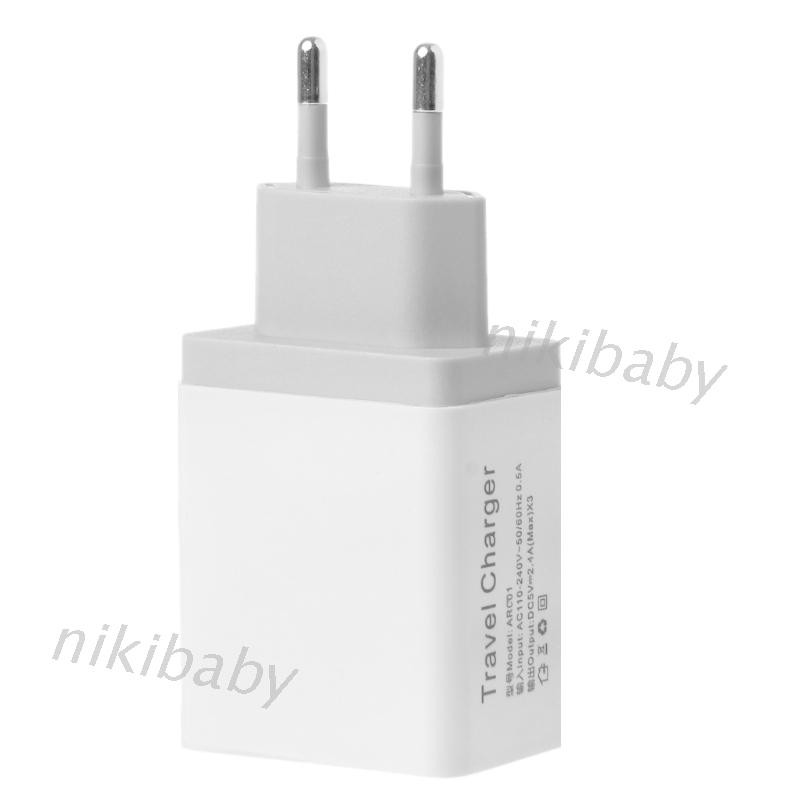 Củ sạc 3 USB 5v 2.4a phích cắm EU cho điện thoại máy tính bảng PC