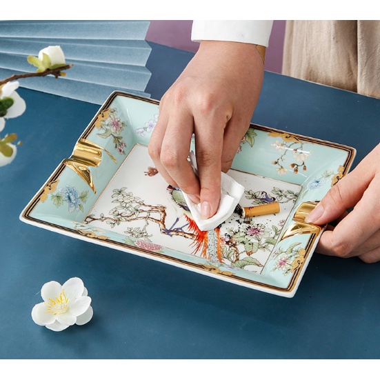 gạt tàn thuốc lá cao cấp sứ xương. FREESHIPGạt tàn thuốc lá Hoàng Gia họa tiết thủ công tinh xảo cao cấp sang trọng