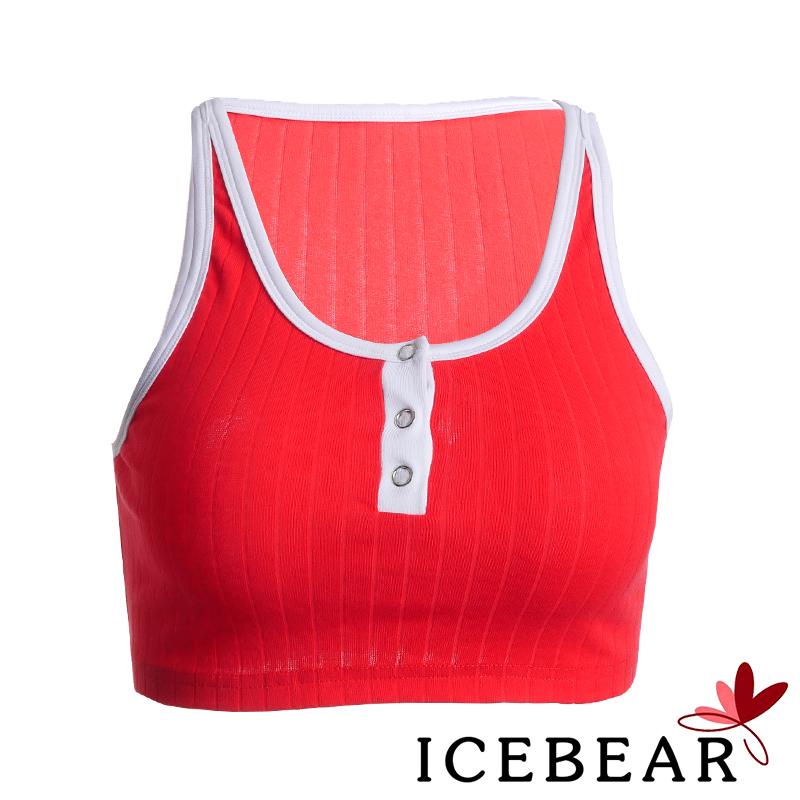 Áo Sát Nách Cổ Chữ U Cài Nút Màu Sắc Tương Phản Thời Trang Cho Nữ