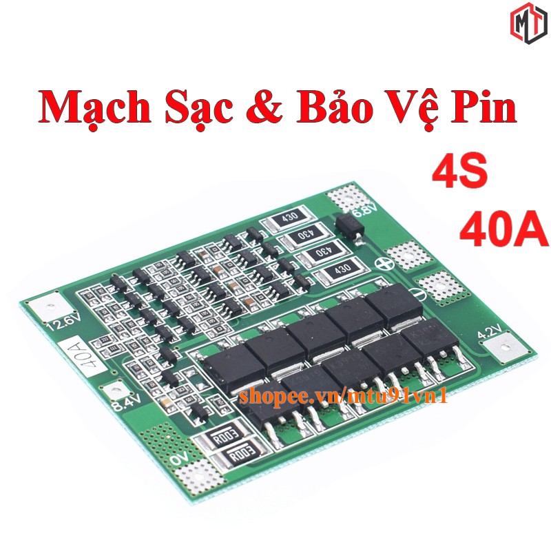 Mạch 4S 40A 14.4V 16.8V - Mạch bảo vệ khối pin Lithium ion 4S 18650 26650 , Dòng xả cao ổn định