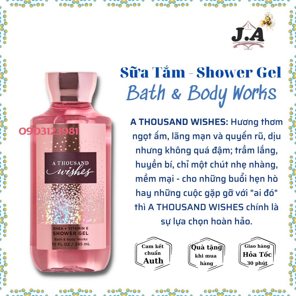 (Mùi Hot) Sữa Tắm Dưỡng Ẩm Bath &amp; Body Works Chính Hãng Mỹ, Showel Gel - J.A Shop