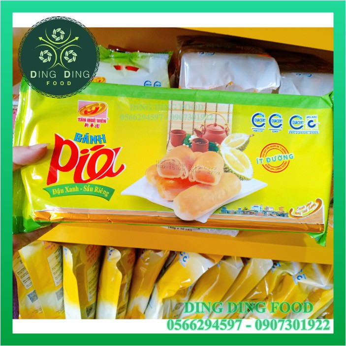 [COMBO 5 TÚI] Bánh Pía Ít Đường Đậu Xanh Sầu Riêng Chay 275g [1 TÚI 5 BÁNH] Tân Huê Viên| Ăn Kiêng - DING DING FOOD