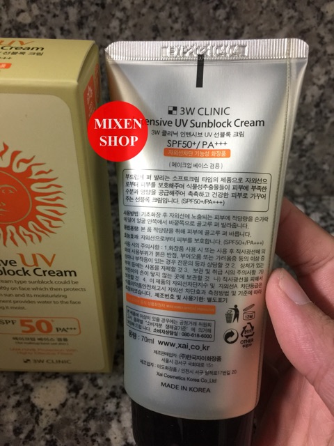 {Chính Hãng - Ảnh Thật} Kem chống nắng 3w Clinic Intensive UV Sunblock Cream SPF 50 | BigBuy360 - bigbuy360.vn
