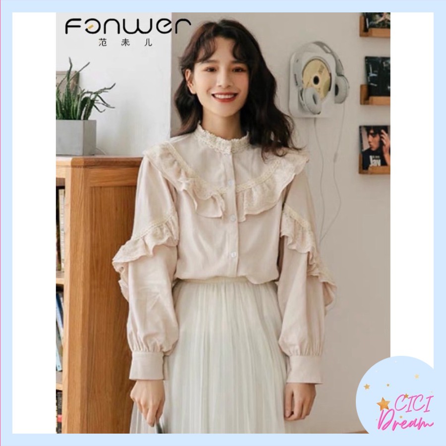 Áo sơ mi nữ babydoll BÈO CHÉO NGỰC VÀ TAY dài, Áo sơ mi nữ babydoll tay bo cổ viền tiểu thư nàng thơ