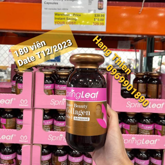 ( Đủ bill) Viên uống bổ sung COLLAGEN: SpringLeaf Inner Beauty Collagen 180v