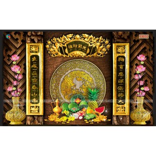tranh dán tường bàn thờ, phòng thờ 3D KT 120x80cm