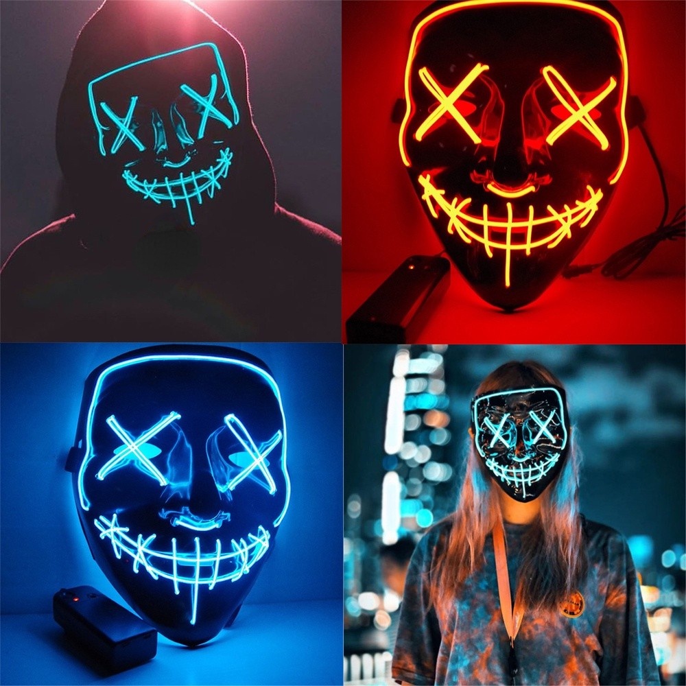 Mặt Nạ Hóa Trang Halloween Có Đèn LED Nhiều Màu Sắc Độc Đáo