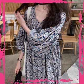 [FREESHIP] Đầm dáng dài thổ cẩm cổ V