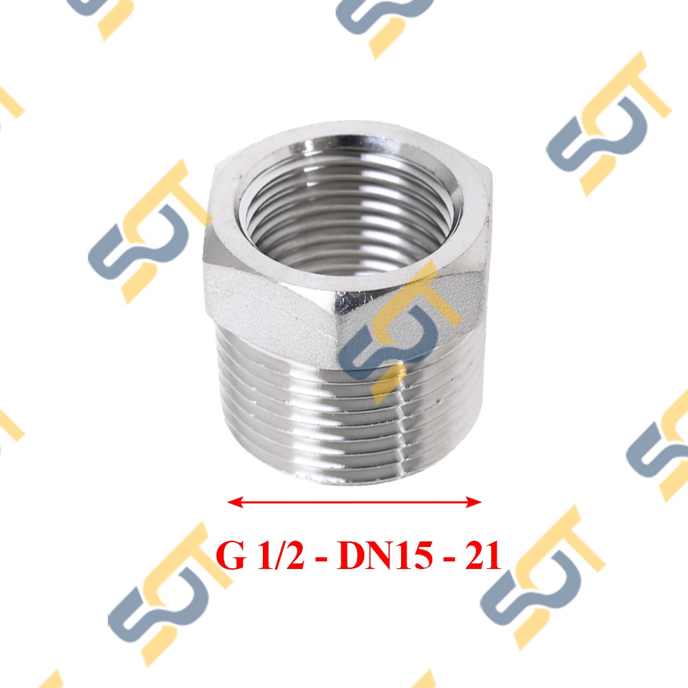 [NỐI CHUYỂN REN] G 1/2 21 DN15 Ren ngoài lớn nối Ren trong nhỏ tùy chọn bằng INOX (bush male to female) Cả rá Lơ ngược