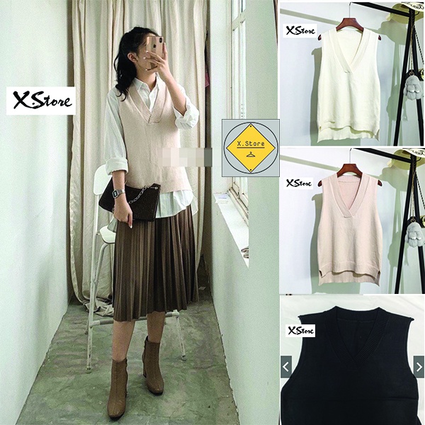 Áo Gile Len Tròn Cổ V Có Ảnh Thật + Video Tự Chụp - Áo Thu Đông Chất Nỉ - Chất Xịn Unisex X.Store - Áo Dile HotHit 2021