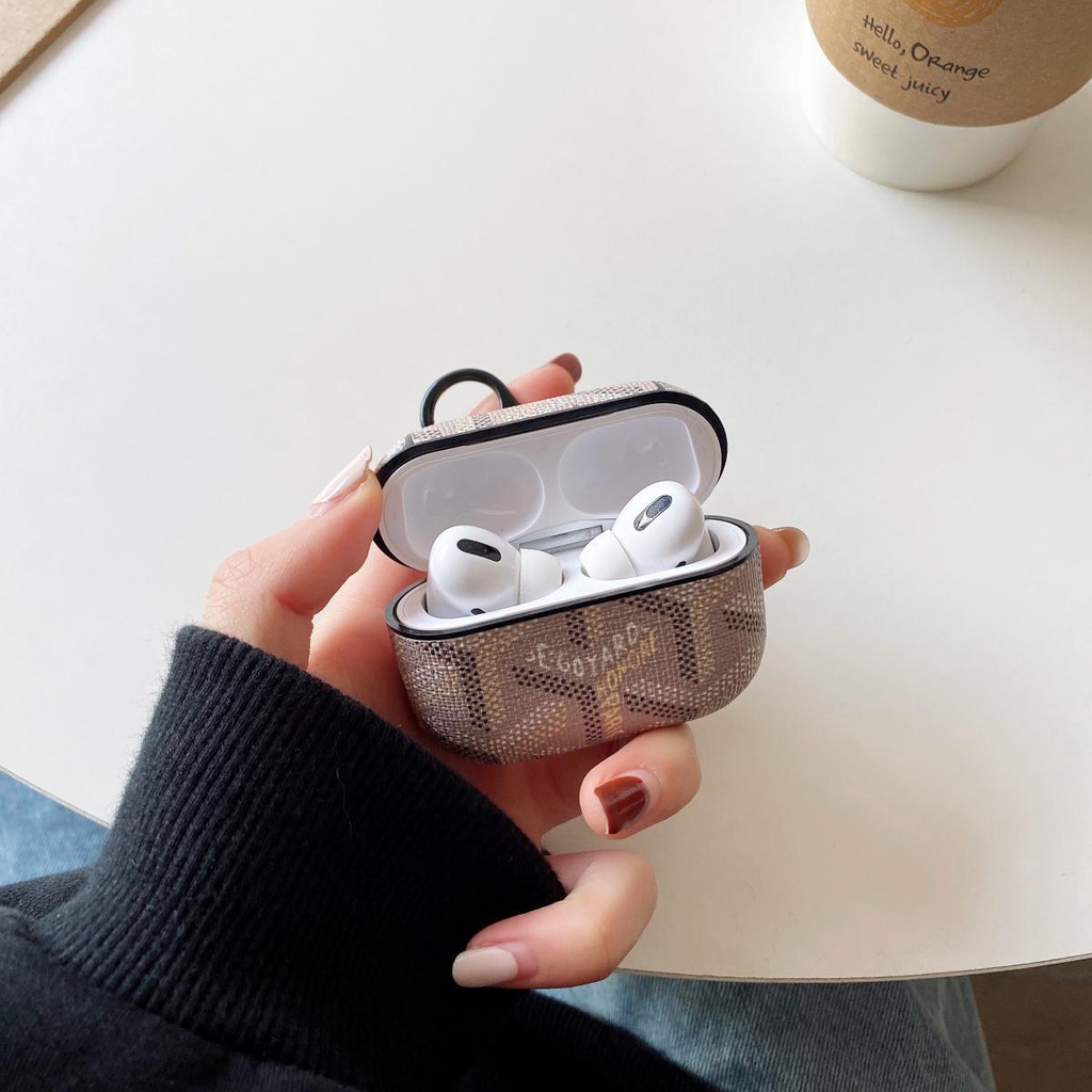 Vỏ Da Bảo Vệ Hộp Sạc Tai Nghe AirPods 1 2 3rd pro Thiết Kế Thời Trang Có Móc Kim Loại