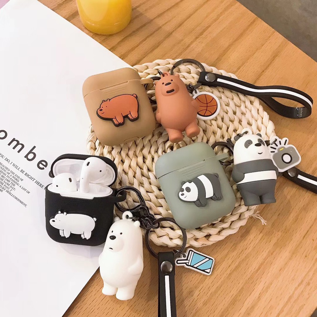 Vỏ Bảo Vệ Hộp Sạc Tai Nghe AirPods 1 2 Apple Không Dây Hình We Bare Bears Dễ Thương