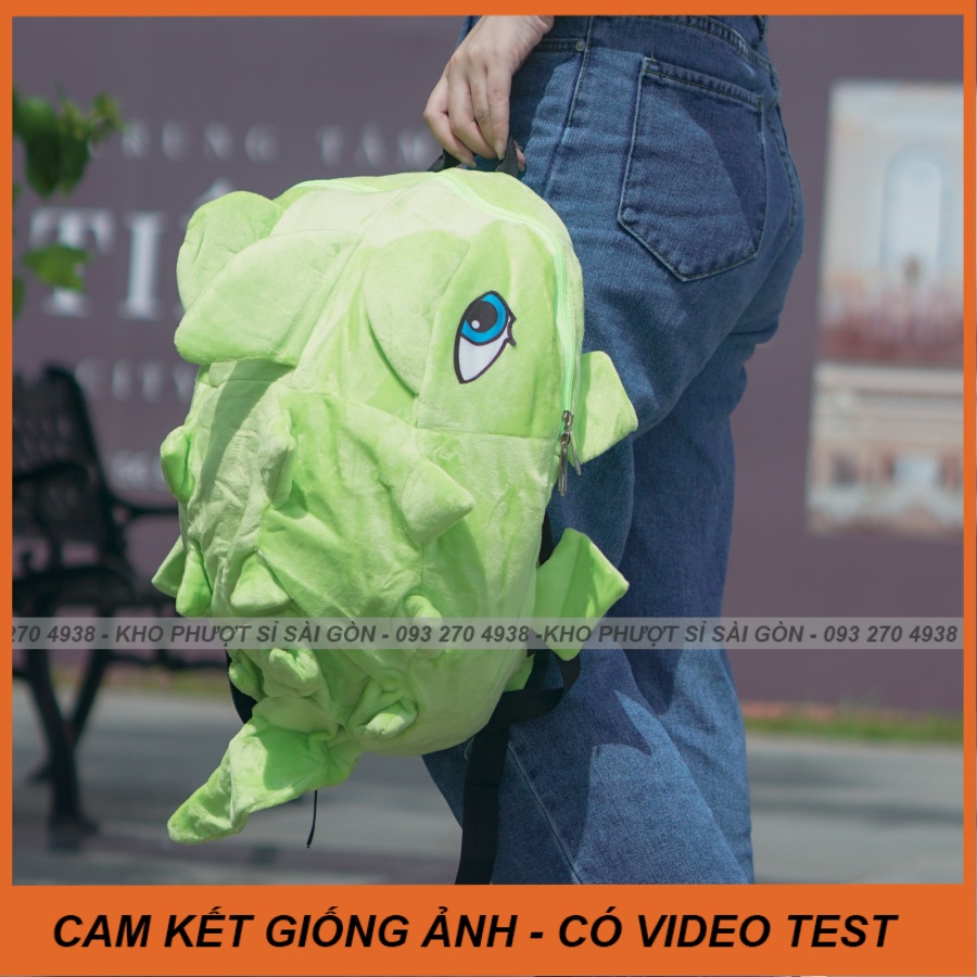 Kho balo giá sỉ HCM khủng long vải nhung đựng mũ bảo hiểm đi du lịch - Balo khủng long nhung
