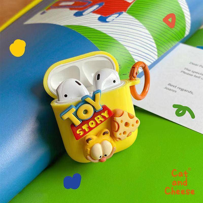 Vỏ bảo vệ hộp sạc tai nghe Bluetooth Airpods1/2 Pro3 hình mèo cà phê Disney dễ thương