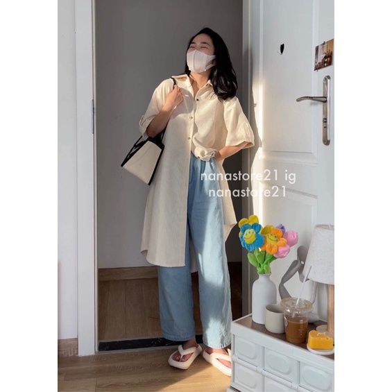Váy sơ mi nhung cộc tay Nana21 Nana21store
