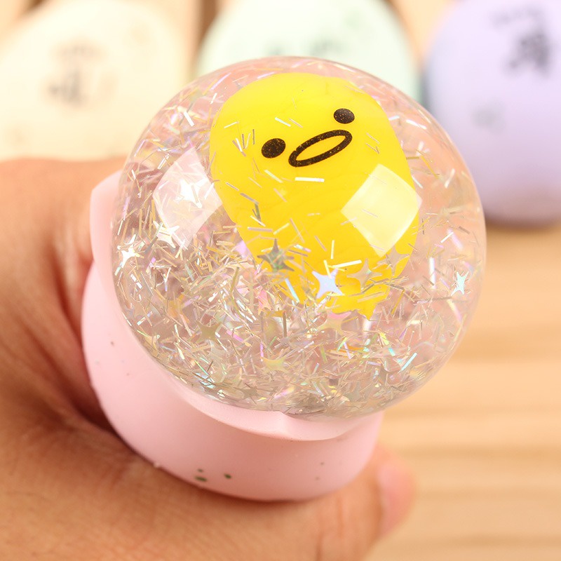Đồ chơi Squishy Gudetama Bóp Trút Giận 2 lớp màu hồng trứng lưới giải tỏa căng thẳng mô phỏng giống thật mềm mịn