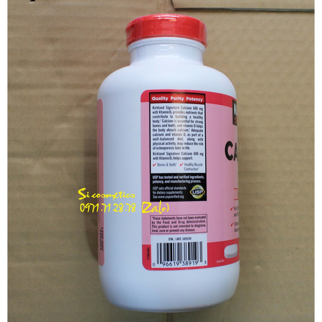 Viên uống Canxi Kirkland Calcium 600mg + D3