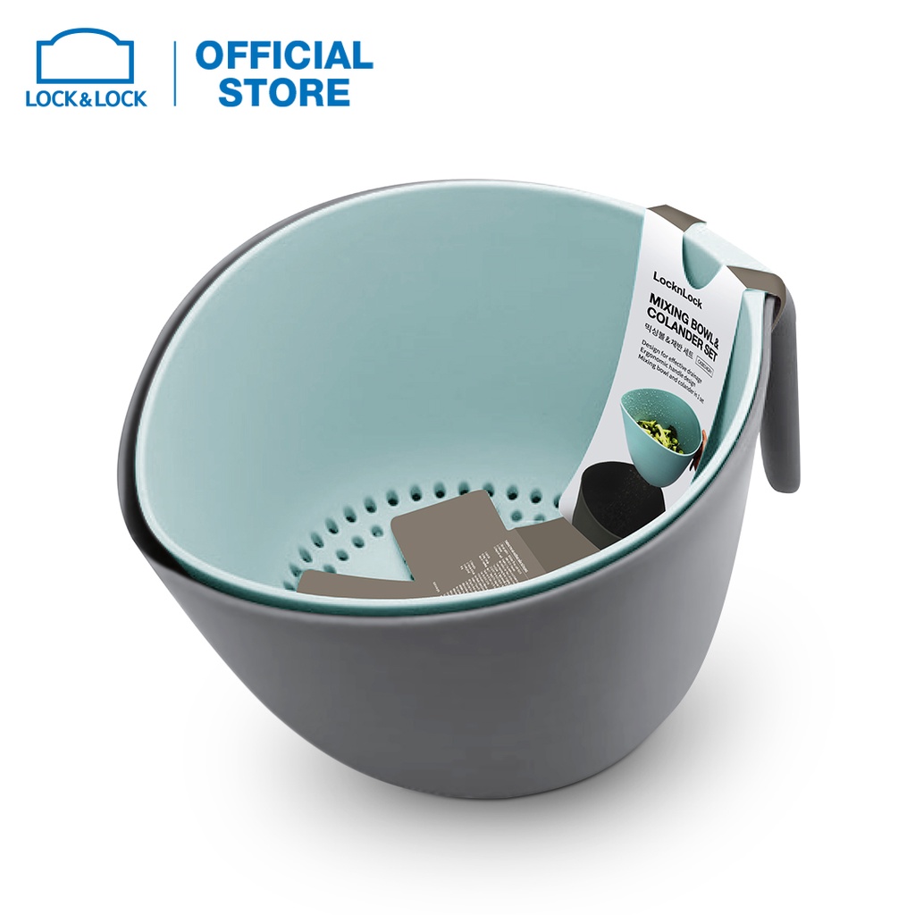 [Mã LIFEHL25 giảm 10% đơn 350K] Rổ kèm thau Lock&amp;Lock Mixing Bowl with Colander - CKB014GRY