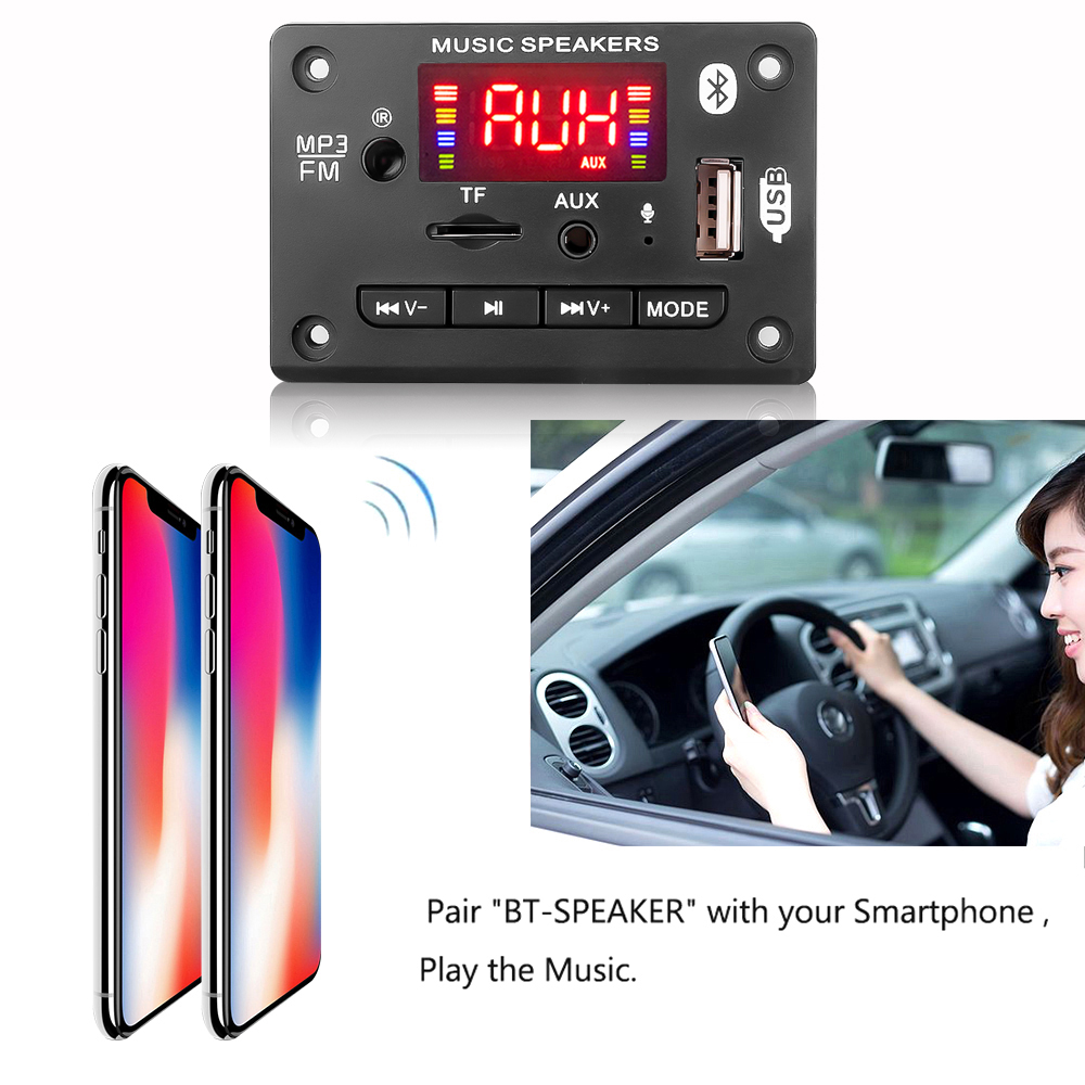 Bảng Giải Mã MP3 KEBIDUMEI JQ-D106BT Bluetooth5.0 12V Hỗ Trợ Ghi Âm Và Cuộc Gọi Cho Xe Hơi