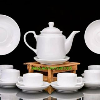 Bộ ấm chén trắng MINH LONG Bát Tràng