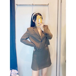 SET ÁO BLAZER CROPTOP+CHÂN VÁY XẺ