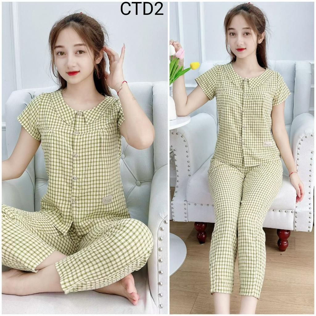 (BunnySky) Đồ bộ mặc nhà, đồ bộ mặc nhà thô hàn thiết kế cổ nhọn đơn giản mà đẹp