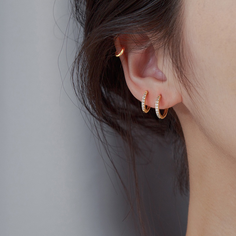 Khuyên Tai Nữ Khuyên Tai Tròn Hoa Tai Kim Loại Mạ Vàng 14k Đính Đá Sang Trọng Cho Nữ