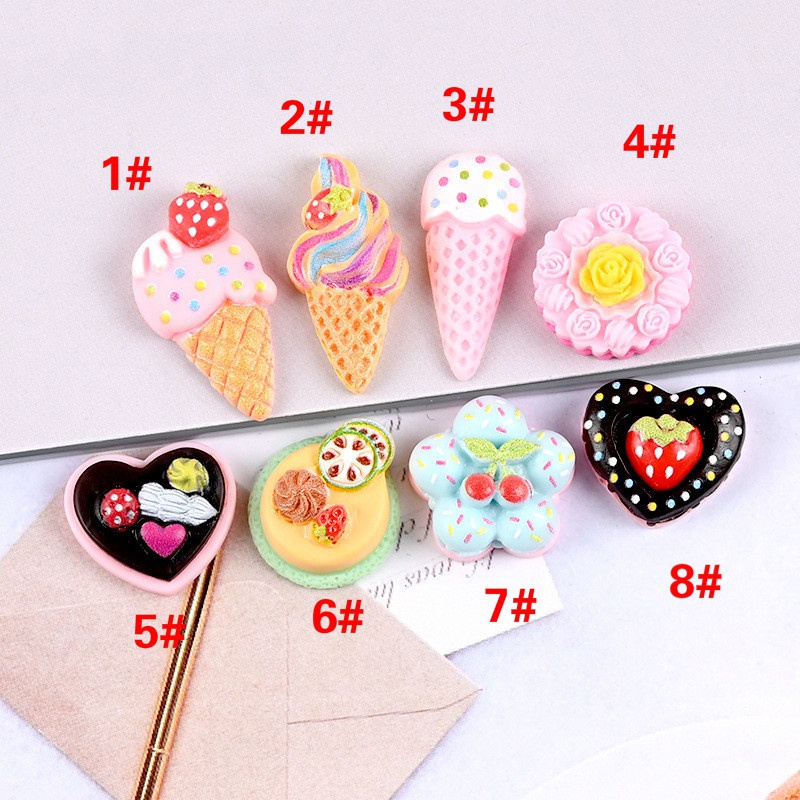Set 10 Mô Hình Cây Kem Tình Yêu Bằng Nhựa Resin Diy #30