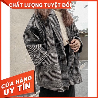 Áo dạ kẻ Hàn Quốc 4 cúc, Áo khoác dạ kẻ ullzang phong cách Hàn Quốc
