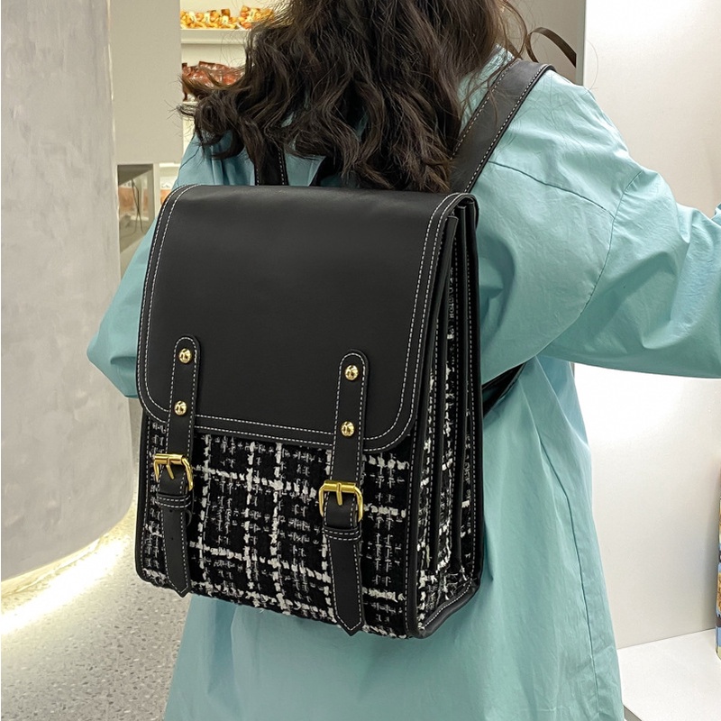 Ba lô JASMIN NOIR da PU phối len in họa tiết thời trang xinh xắn dành cho nữ