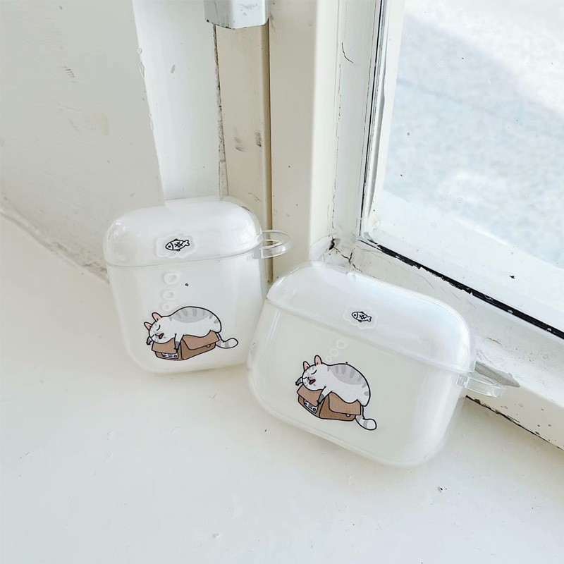 Airpods Vỏ Bảo Vệ Hộp Đựng Tai Nghe Airpods 2 Trong Suốt Hình Chú Chó Shiba Dễ Thương