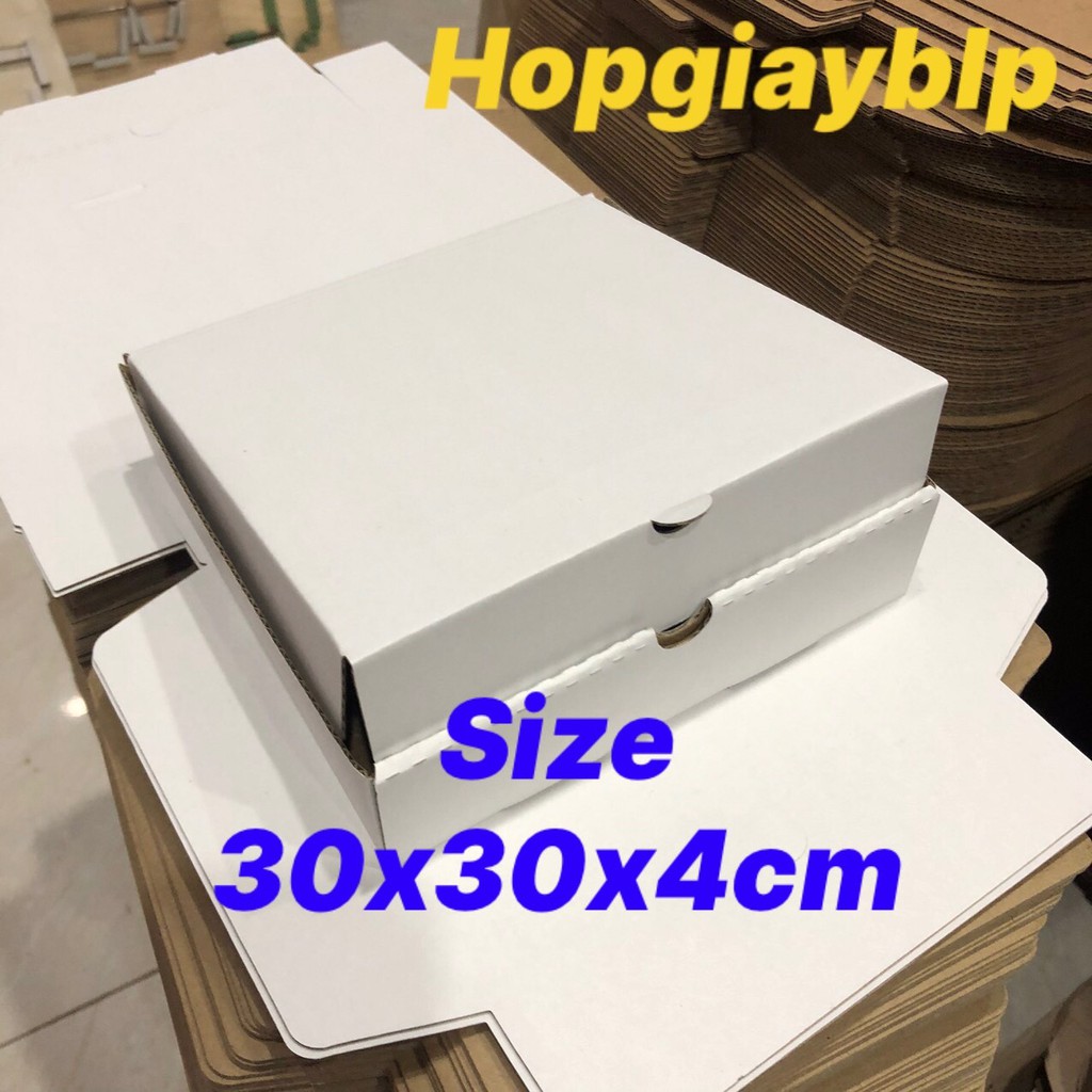 Hôp carton đựng bánh pizza size 30x30x4cm màu trắng