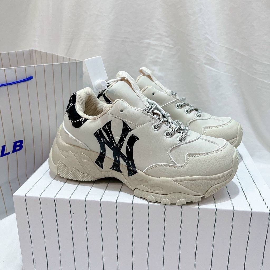 Giày thể thao MLB gót nỉ đen/nâu hot 2023,Giày sneaker M.LB NY đen nâu dành cho nam nữ chuẩn 1:1 full bill box phụ kiện