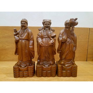 Bộ tượng tam đa gỗ bách xanh nguyên khối