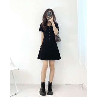 Đầm đen viền đỏ trắng 7281 ulzzang