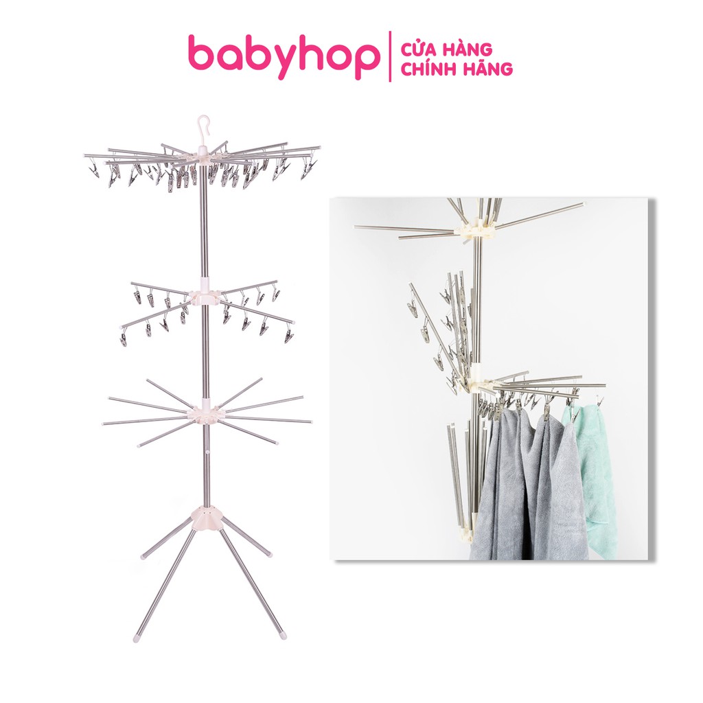 [BABYHOP16 - 10K ĐH300K]Cây, giá, dàn phơi đồ cho bé Pier dáng đứng 3 tầng bằng inox